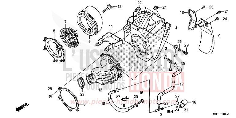 AIR CLEANER for CRF150R "Big wheels" EXTREME RED (R292) from 2013